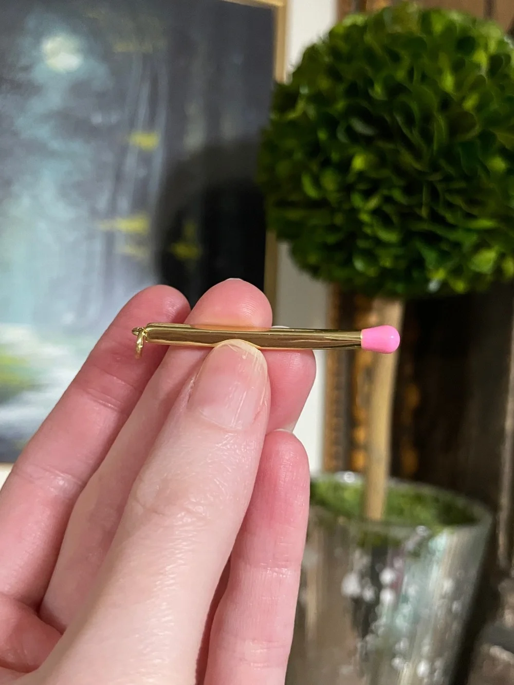 Pink and Gold Matchstick Pendant